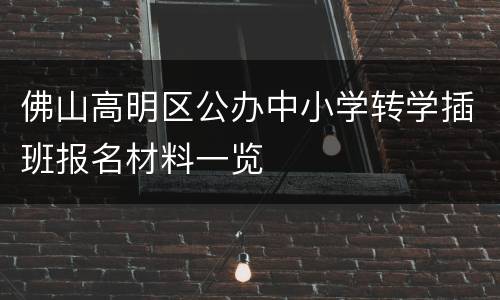佛山高明区公办中小学转学插班报名材料一览