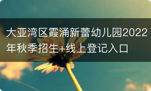 大亚湾区霞涌新蕾幼儿园2022年秋季招生+线上登记入口
