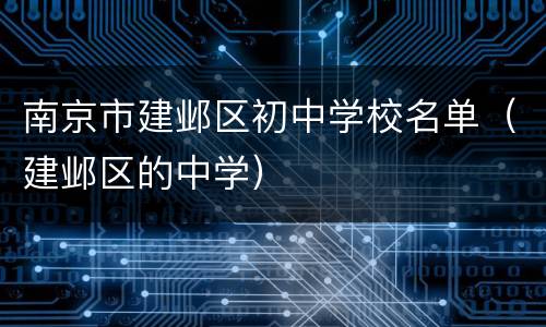 南京市建邺区初中学校名单（建邺区的中学）