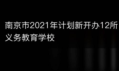 南京市2021年计划新开办12所义务教育学校
