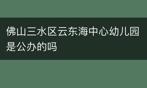 佛山三水区云东海中心幼儿园是公办的吗