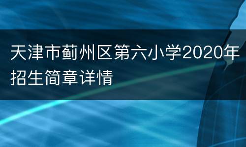 天津市蓟州区第六小学2020年招生简章详情