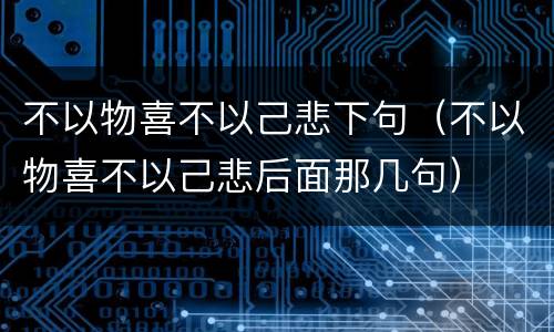 不以物喜不以己悲下句（不以物喜不以己悲后面那几句）