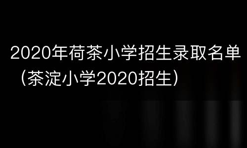2020年荷茶小学招生录取名单（茶淀小学2020招生）