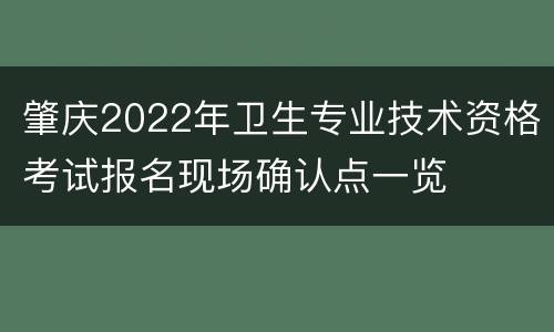 肇庆2022年卫生专业技术资格考试报名现场确认点一览