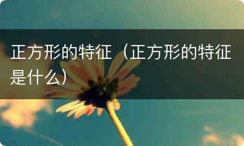 正方形的特征（正方形的特征是什么）