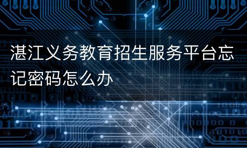 湛江义务教育招生服务平台忘记密码怎么办