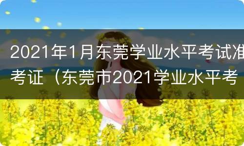 2021年1月东莞学业水平考试准考证（东莞市2021学业水平考试）