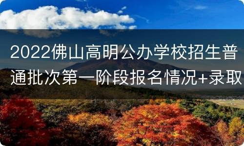 2022佛山高明公办学校招生普通批次第一阶段报名情况+录取方式