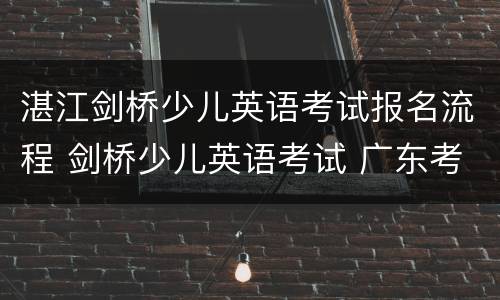 湛江剑桥少儿英语考试报名流程 剑桥少儿英语考试 广东考点