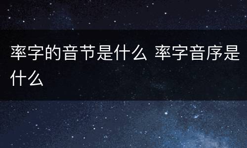率字的音节是什么 率字音序是什么