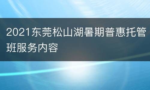 2021东莞松山湖暑期普惠托管班服务内容