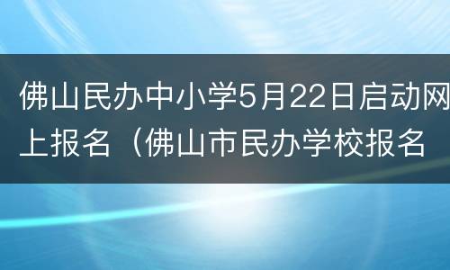 佛山民办中小学5月22日启动网上报名（佛山市民办学校报名平台）