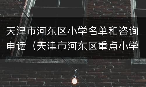 天津市河东区小学名单和咨询电话（天津市河东区重点小学名单）