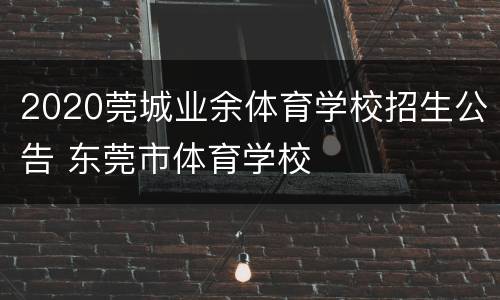2020莞城业余体育学校招生公告 东莞市体育学校