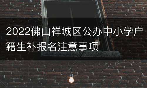 2022佛山禅城区公办中小学户籍生补报名注意事项