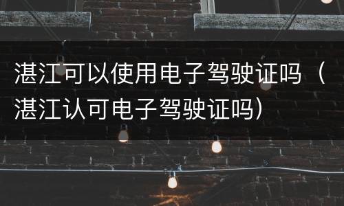 湛江可以使用电子驾驶证吗（湛江认可电子驾驶证吗）