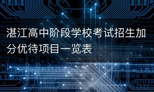 湛江高中阶段学校考试招生加分优待项目一览表