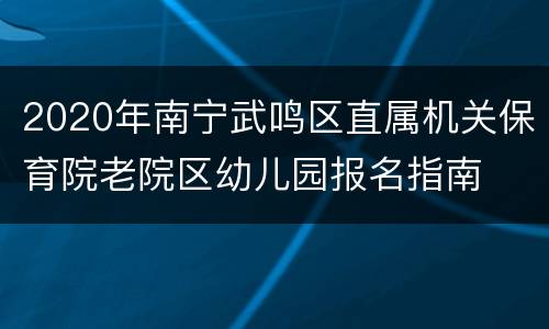 2020年南宁武鸣区直属机关保育院老院区幼儿园报名指南