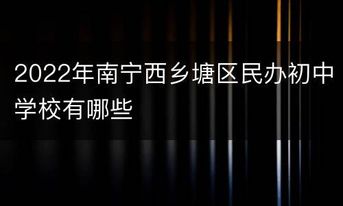 2022年南宁西乡塘区民办初中学校有哪些