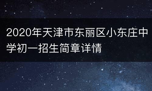 2020年天津市东丽区小东庄中学初一招生简章详情