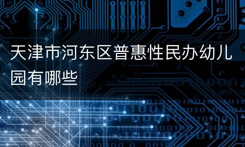 天津市河东区普惠性民办幼儿园有哪些