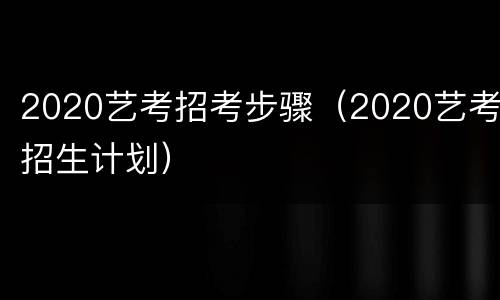 2020艺考招考步骤（2020艺考招生计划）