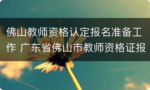 佛山教师资格认定报名准备工作 广东省佛山市教师资格证报名日期