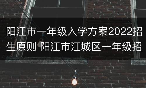 阳江市一年级入学方案2022招生原则 阳江市江城区一年级招生简章