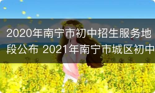 2020年南宁市初中招生服务地段公布 2021年南宁市城区初中学校招生服务地段