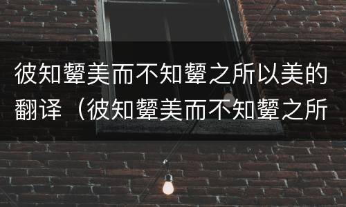彼知颦美而不知颦之所以美的翻译（彼知颦美而不知颦之所以美的翻译 颦的意思）