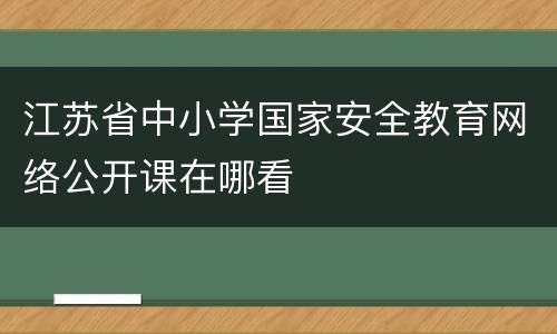 江苏省中小学国家安全教育网络公开课在哪看