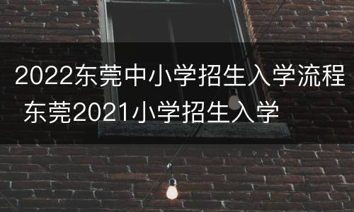 2022东莞中小学招生入学流程 东莞2021小学招生入学