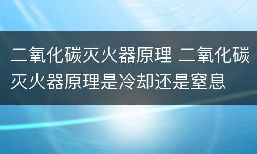 二氧化碳灭火器原理 二氧化碳灭火器原理是冷却还是窒息