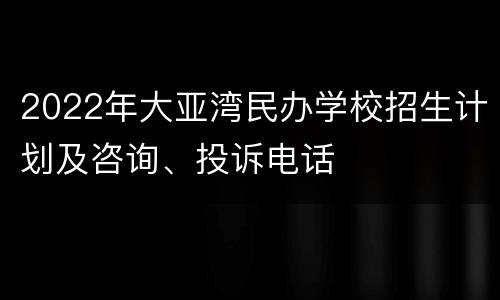 2022年大亚湾民办学校招生计划及咨询、投诉电话