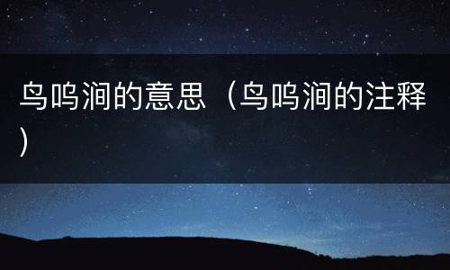 鸟呜涧的意思（鸟呜涧的注释）