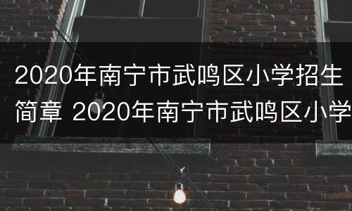 2020年南宁市武鸣区小学招生简章 2020年南宁市武鸣区小学招生简章及答案