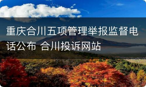 重庆合川五项管理举报监督电话公布 合川投诉网站
