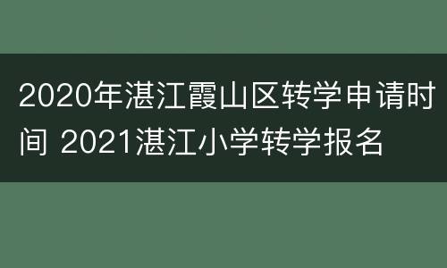 2020年湛江霞山区转学申请时间 2021湛江小学转学报名