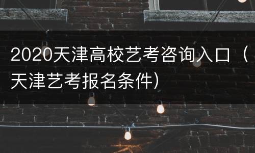 2020天津高校艺考咨询入口（天津艺考报名条件）