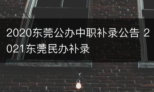2020东莞公办中职补录公告 2021东莞民办补录