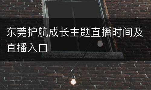 东莞护航成长主题直播时间及直播入口