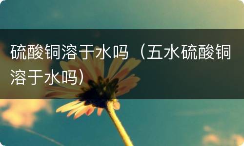 硫酸铜溶于水吗（五水硫酸铜溶于水吗）