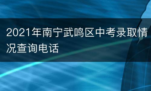 2021年南宁武鸣区中考录取情况查询电话