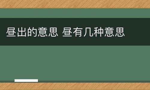 昼出的意思 昼有几种意思