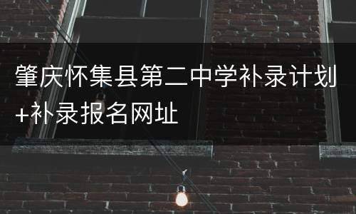 肇庆怀集县第二中学补录计划+补录报名网址
