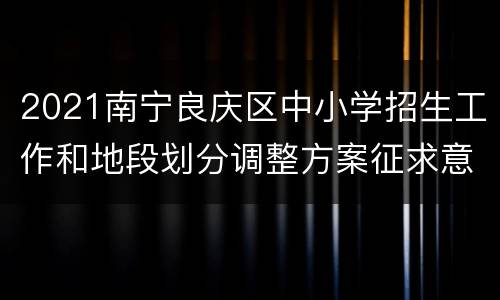 2021南宁良庆区中小学招生工作和地段划分调整方案征求意见