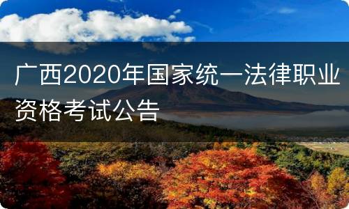 广西2020年国家统一法律职业资格考试公告