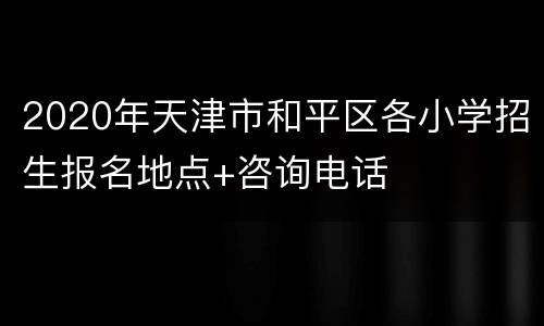 2020年天津市和平区各小学招生报名地点+咨询电话