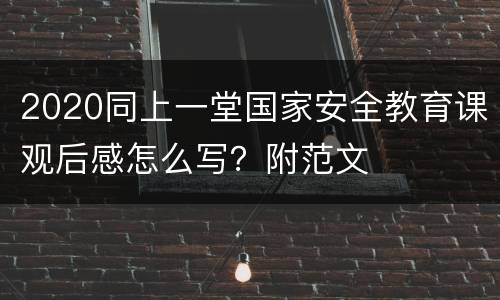 2020同上一堂国家安全教育课观后感怎么写？附范文